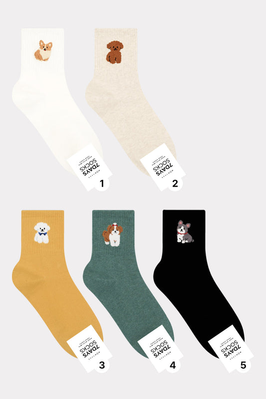 Women's Crew Puppy Land  Socks - Made in Korea