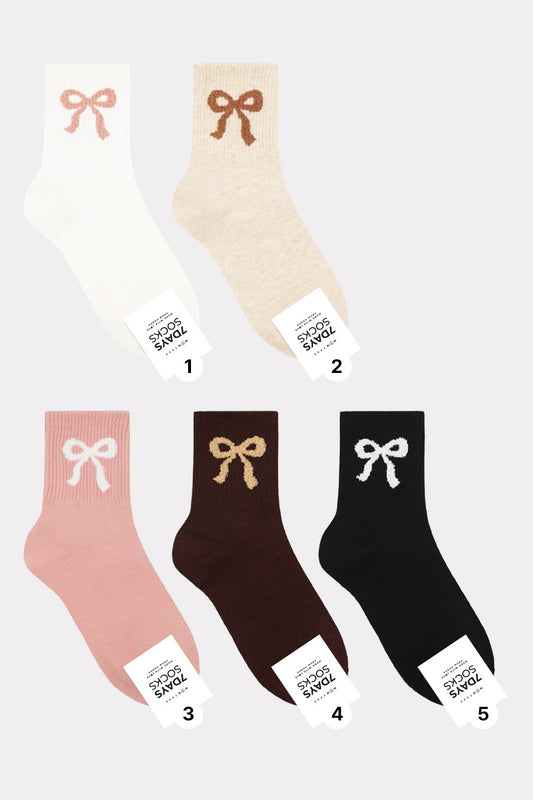 Women's Crew Loving You Bow Socks - Made in Korea
