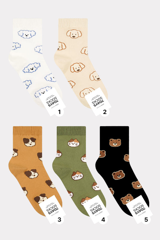 Women's Crew Cotton Animal Socks - Made in Korea
