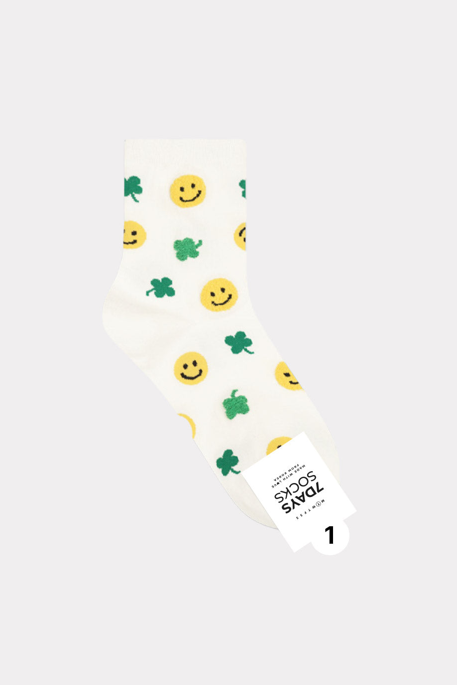 Women's Crew Smile clover Socks - Made in Korea