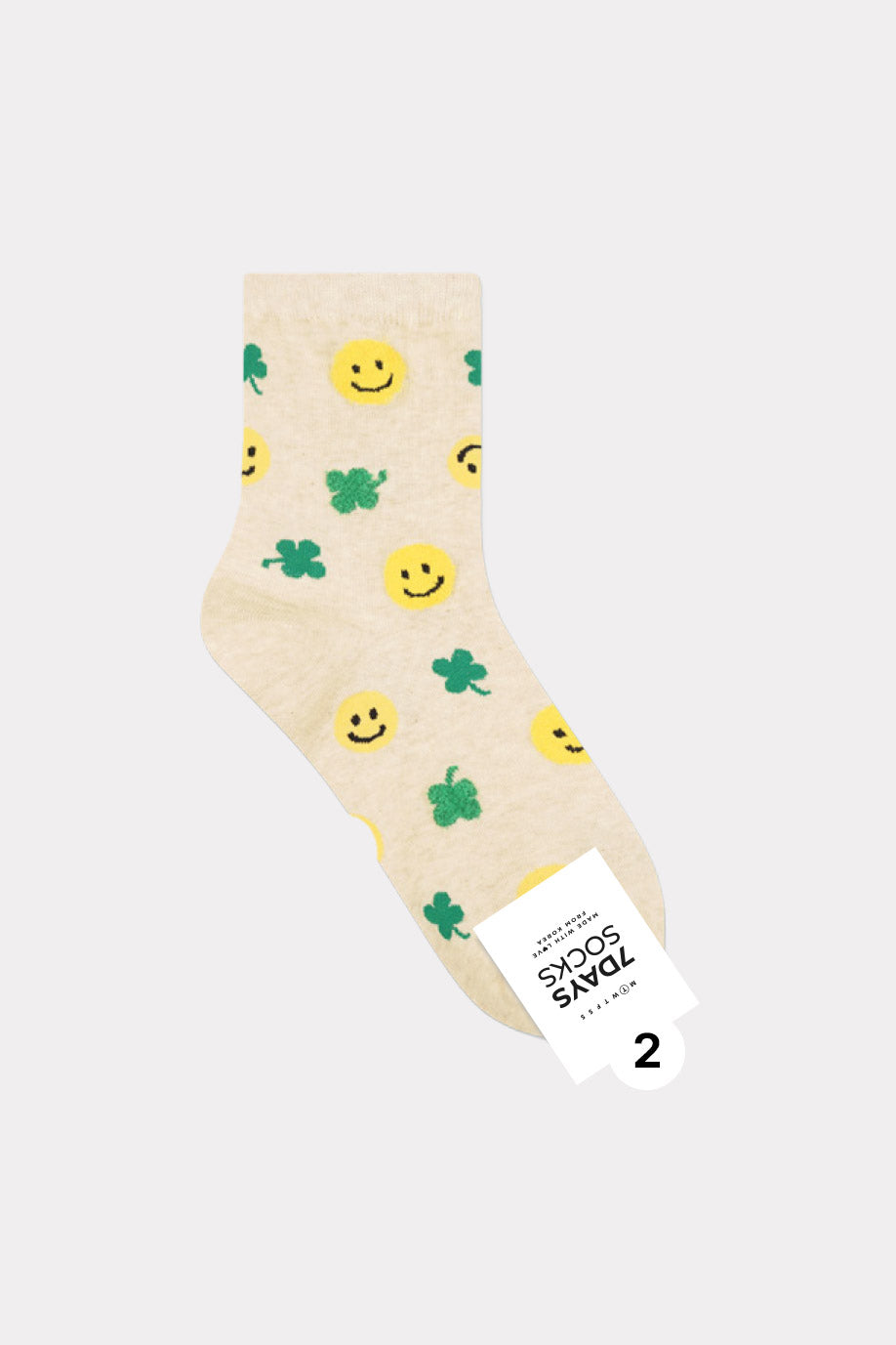 Women's Crew Smile clover Socks - Made in Korea