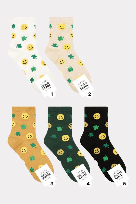 Women's Crew Smile clover Socks - Made in Korea