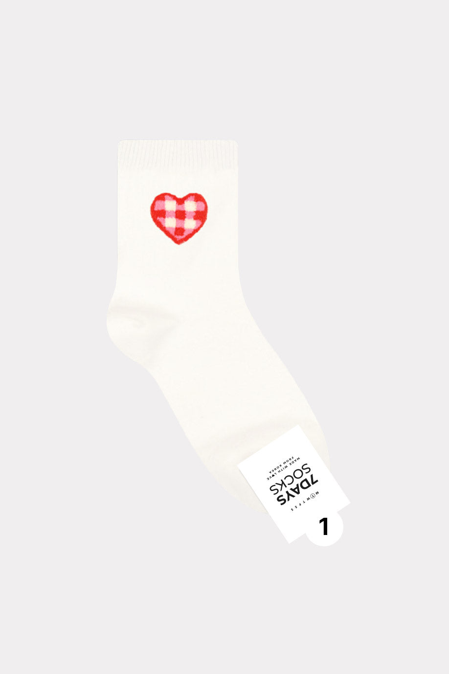 Women's Crew Heart Check Socks - Made in Korea