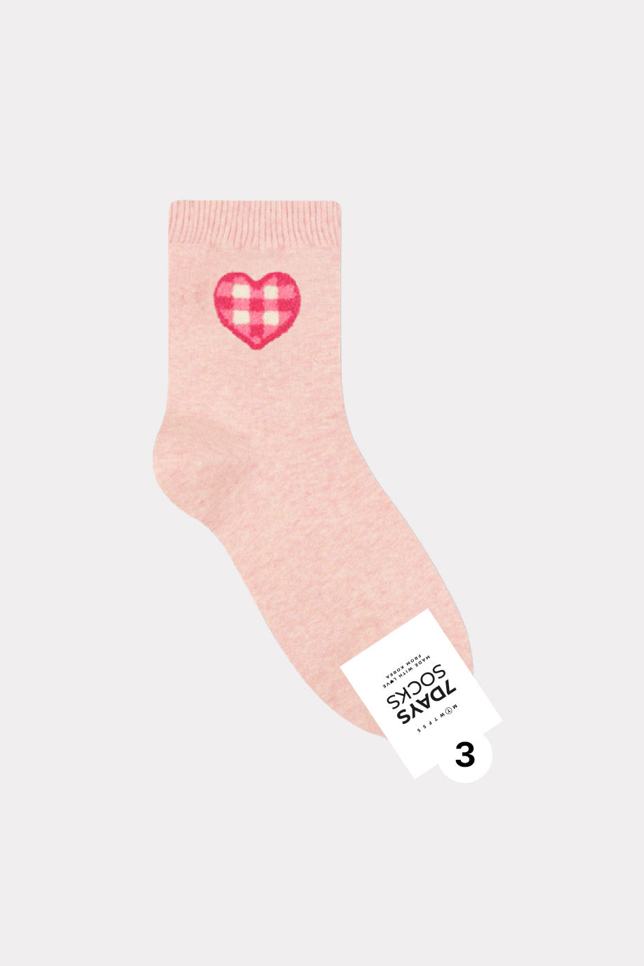 Women's Crew Heart Check Socks - Made in Korea