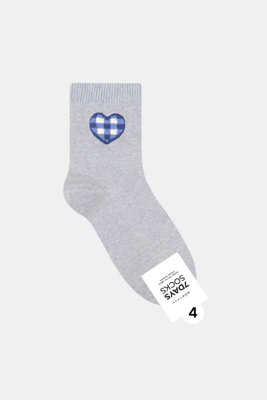 Women's Crew Heart Check Socks - Made in Korea