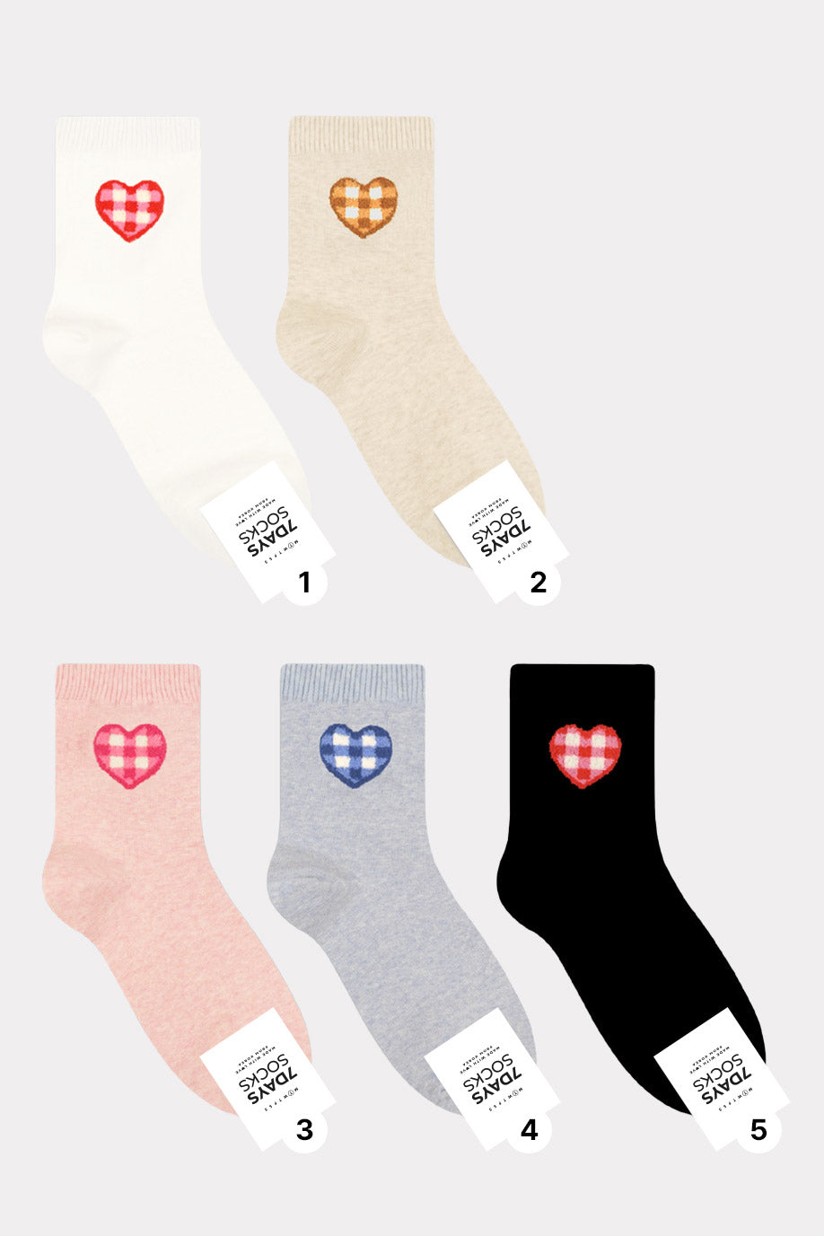 Women's Crew Heart Check Socks - Made in Korea