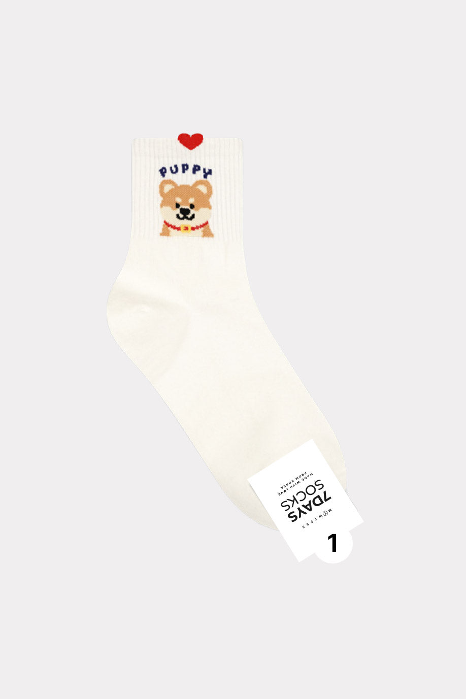 Women's Crew Puppy Photo Socks - Made in Korea