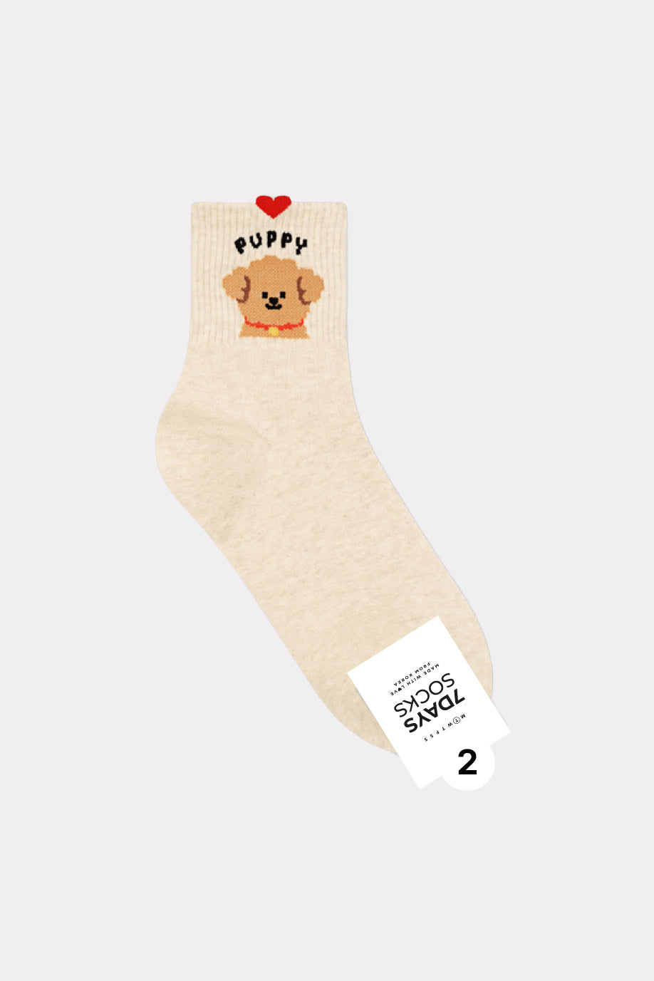 Women's Crew Puppy Photo Socks - Made in Korea