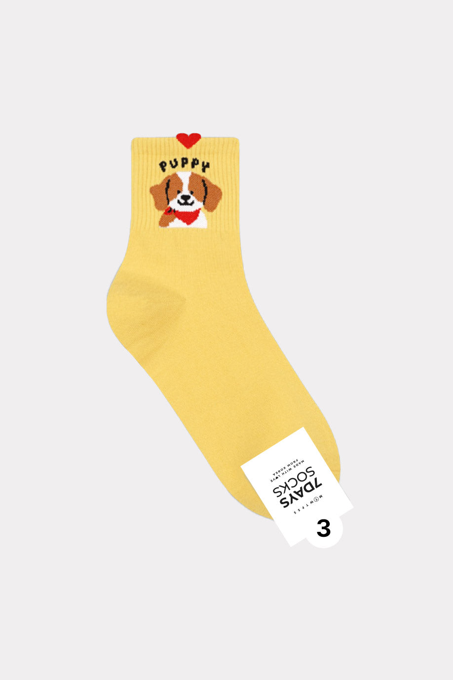 Women's Crew Puppy Photo Socks - Made in Korea