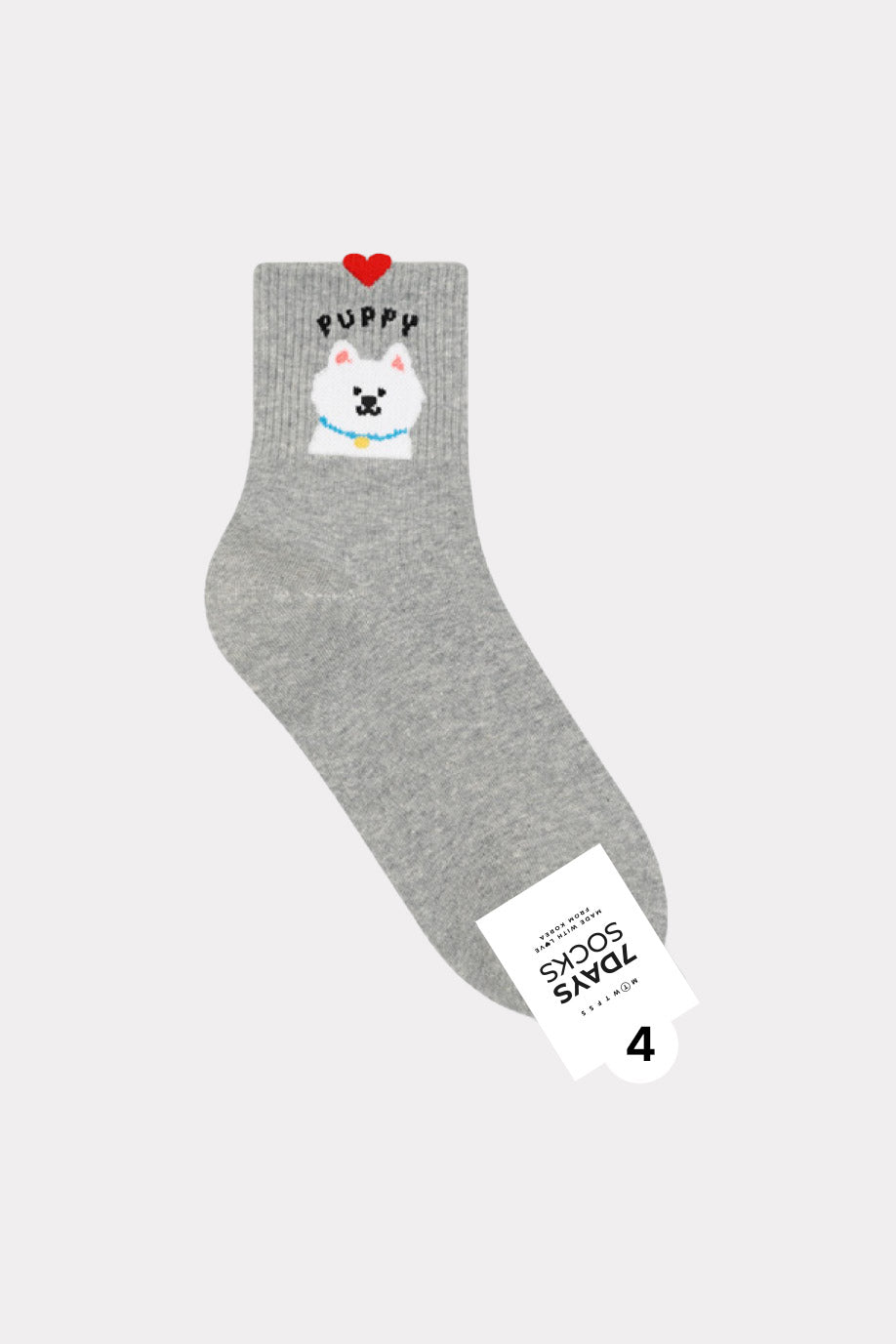 Women's Crew Puppy Photo Socks - Made in Korea