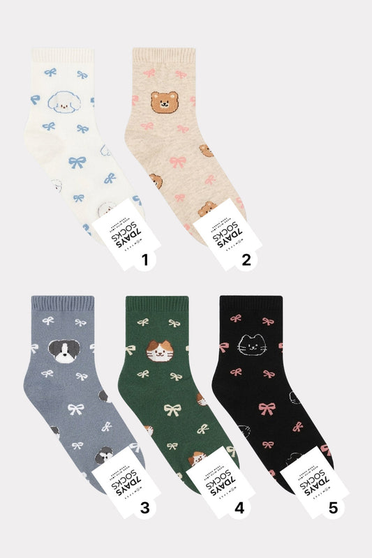 Women's Crew Dog & Cat Friends Socks