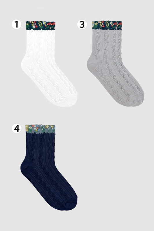 Women's Crew Mesh Snow Flower Socks
