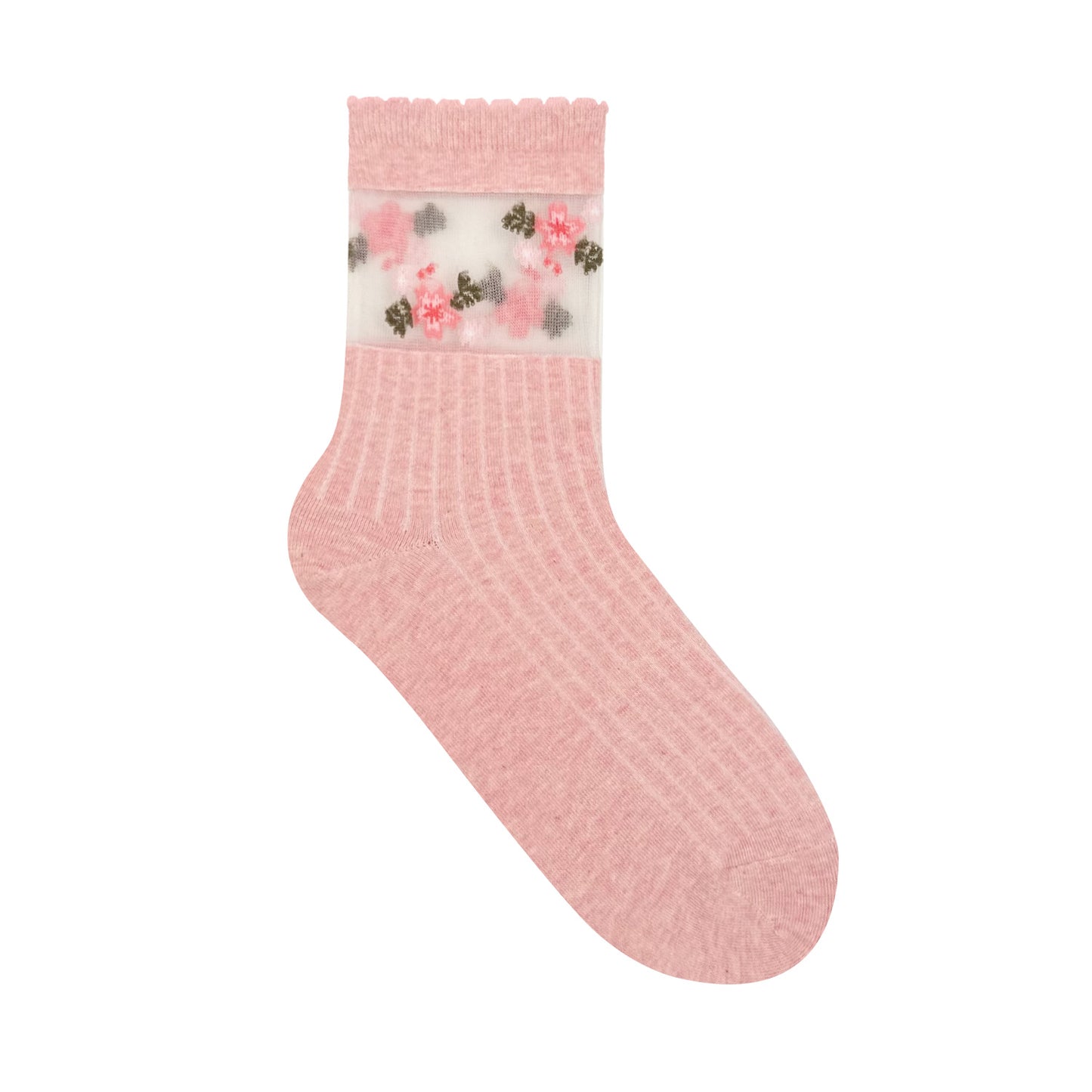 Women's Crew See-Through Flower Party Socks