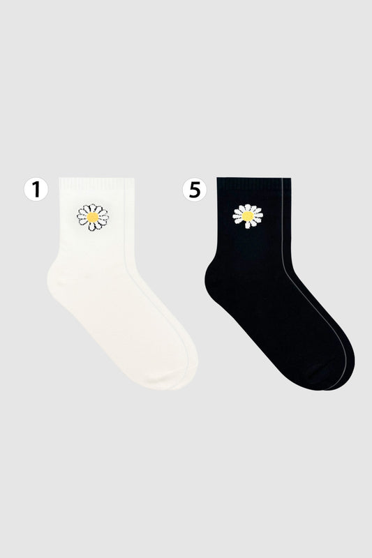 Women's Crew Half Flower Socks