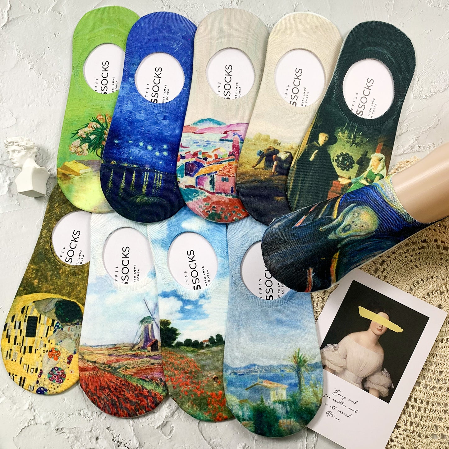 Women's No Show Famous Painting Printing Socks