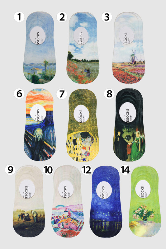 Women's No Show Famous Painting Printing Socks