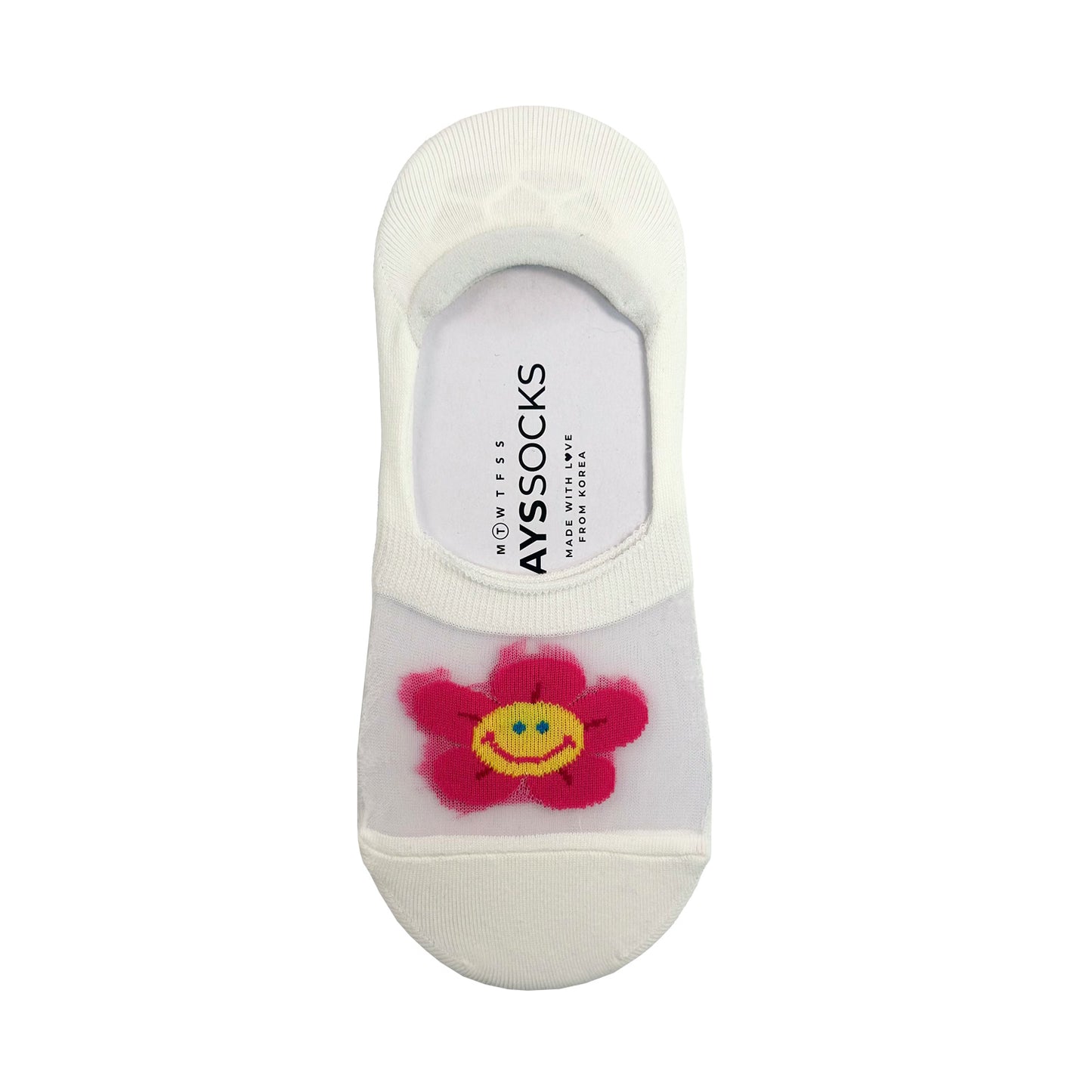 Women's No Show See-Through Smile Flower Socks