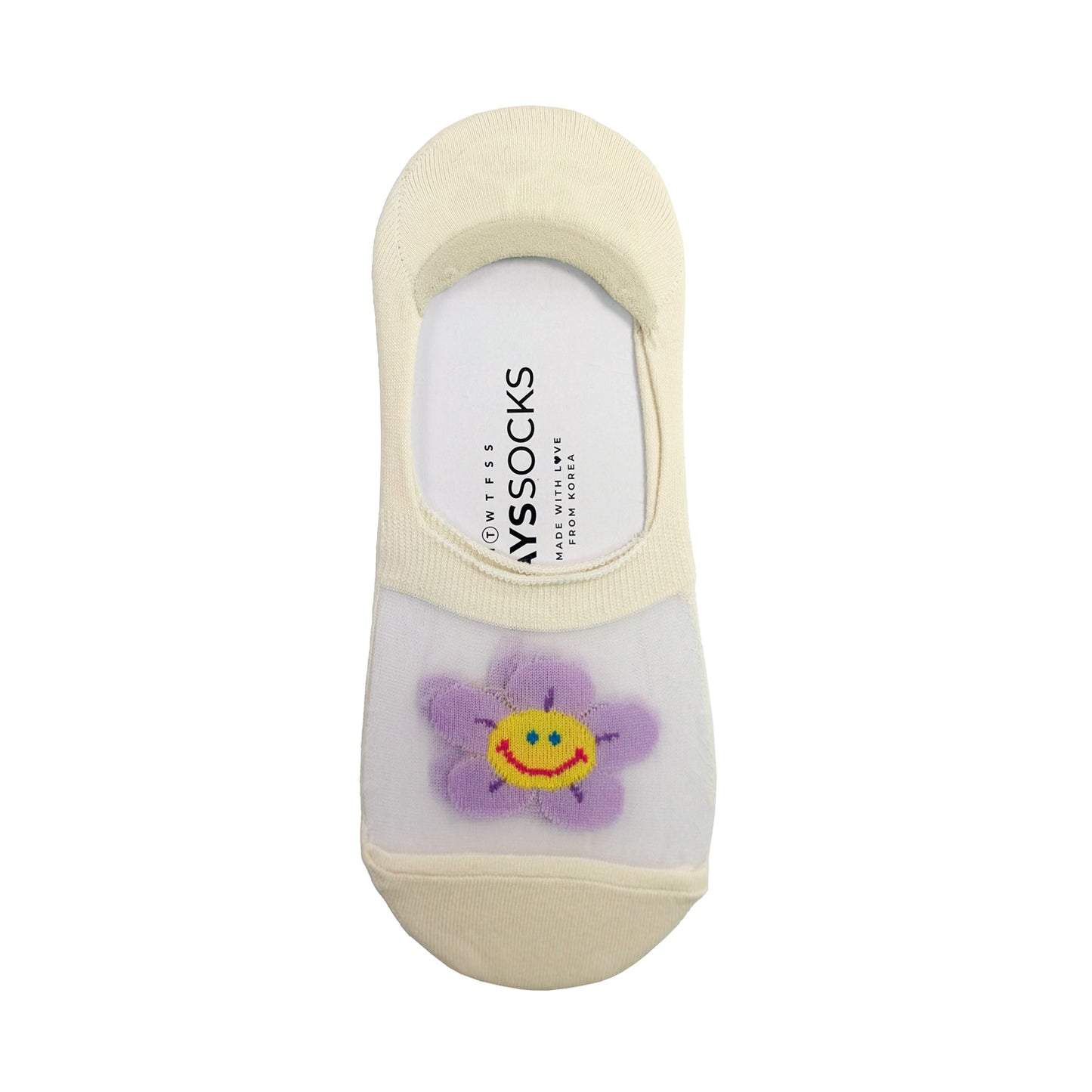 Women's No Show See-Through Smile Flower Socks