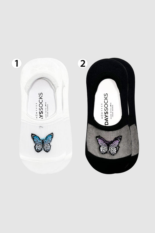 Women's No Show See-Through Butterfly Socks