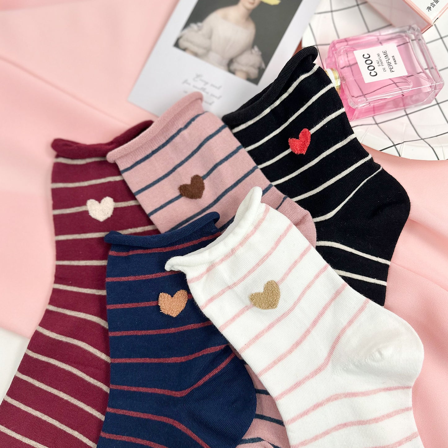 Women's Crew Rolling Heart Socks