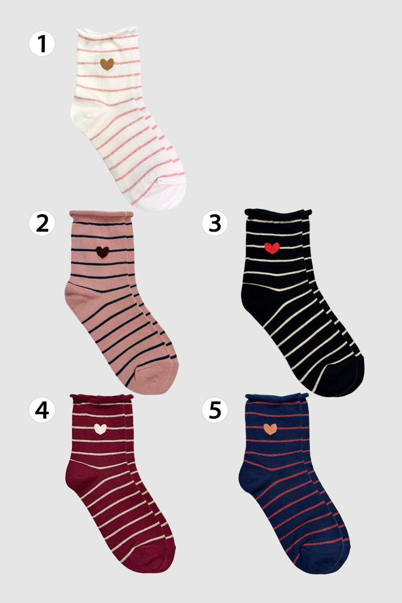 Women's Crew Rolling Heart Socks