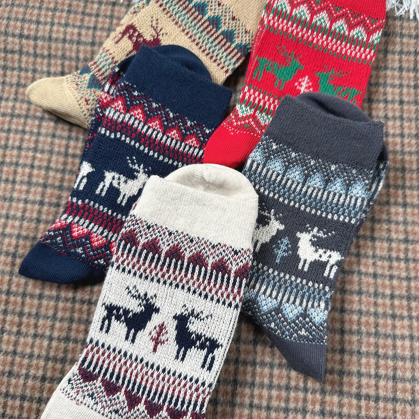 Women's Crew Winter Nordic Deer Jacquard Socks