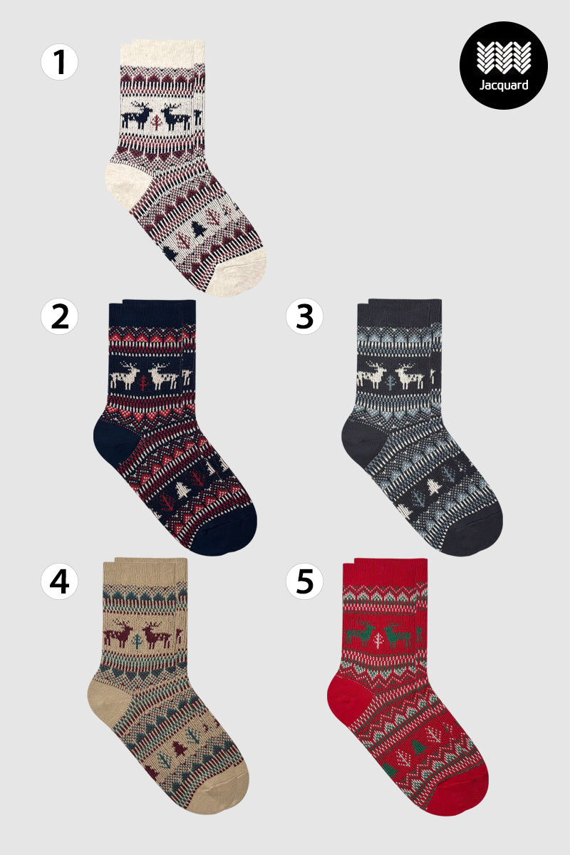 Women's Crew Winter Nordic Deer Jacquard Socks