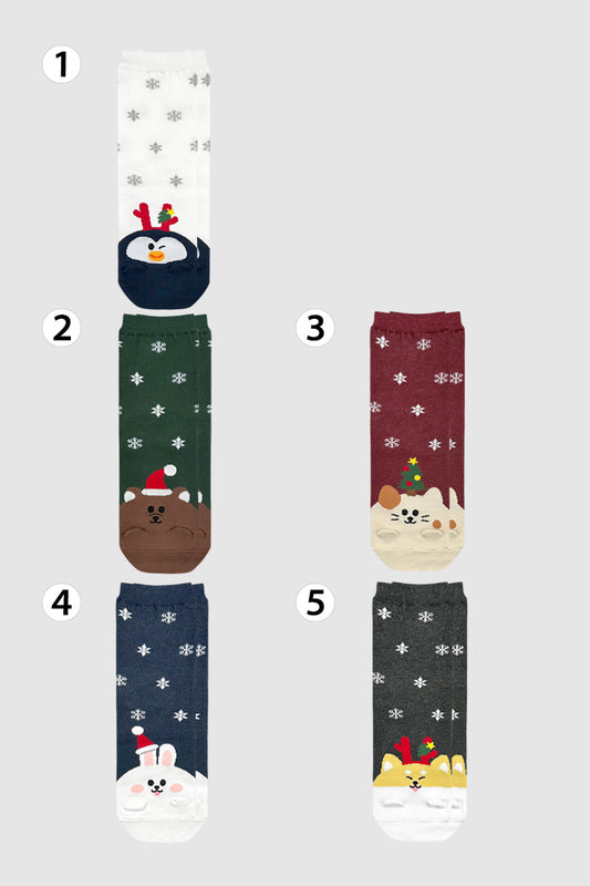 Women's Crew Animal Santa Socks