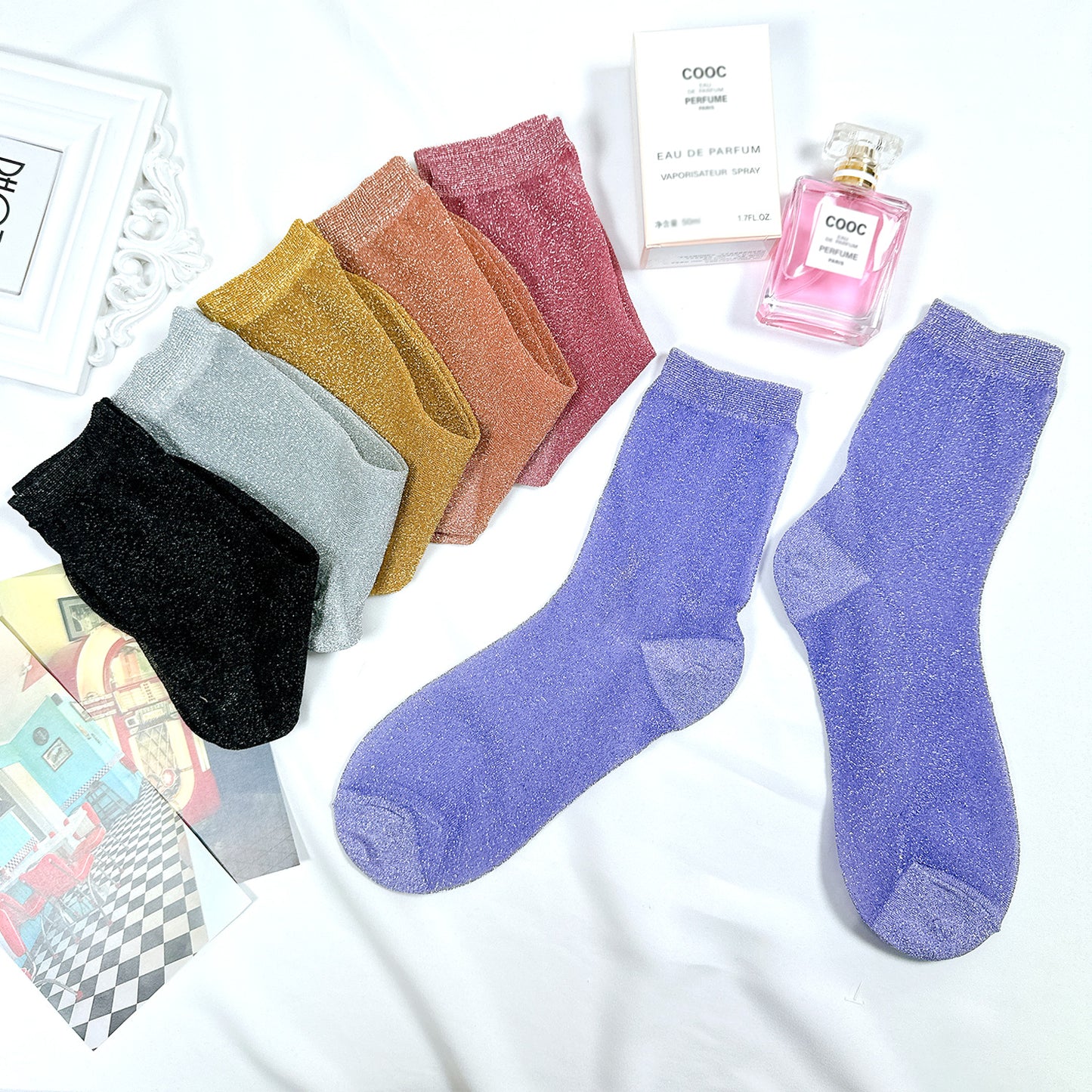 Women's Crew See-Through Glitter Socks
