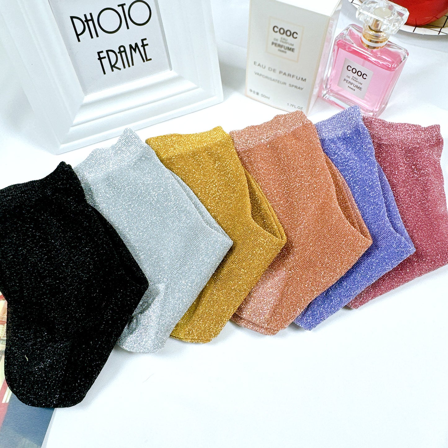 Women's Crew See-Through Glitter Socks