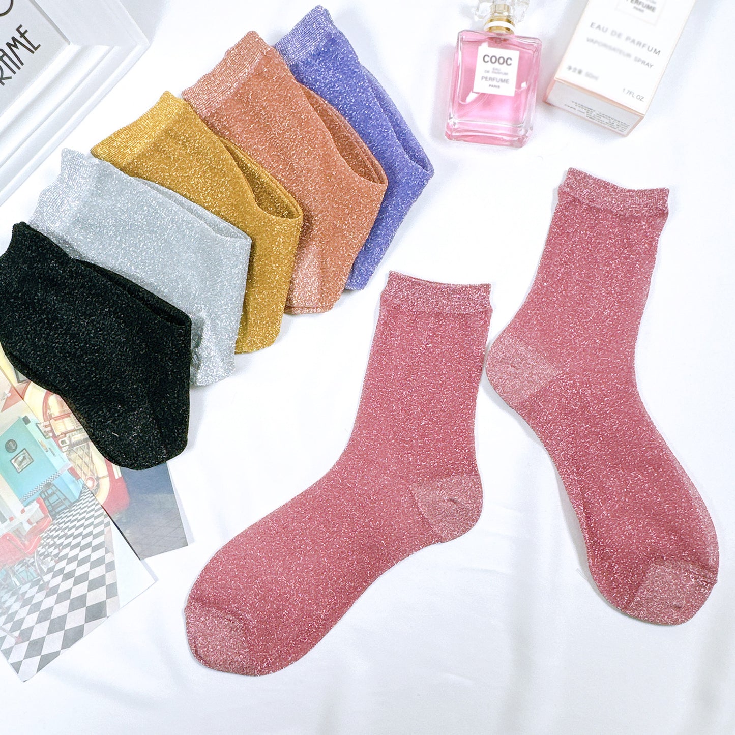 Women's Crew See-Through Glitter Socks