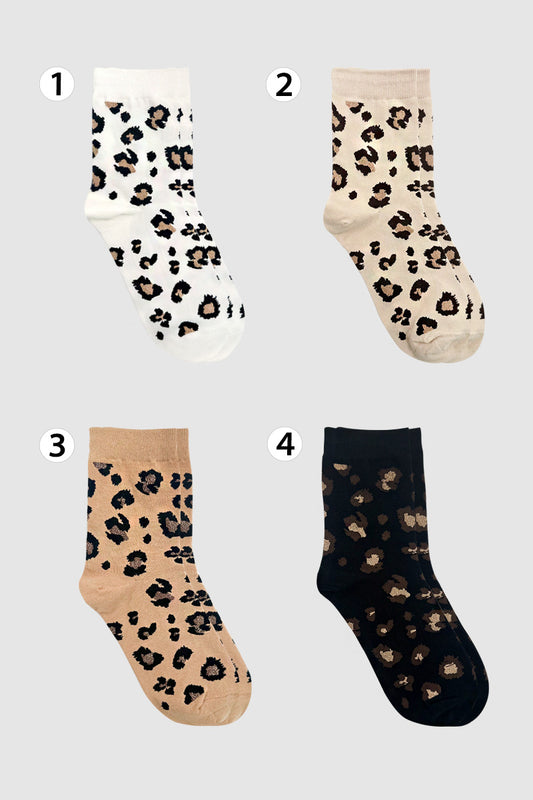 Women's Crew Lurex Leopard Socks