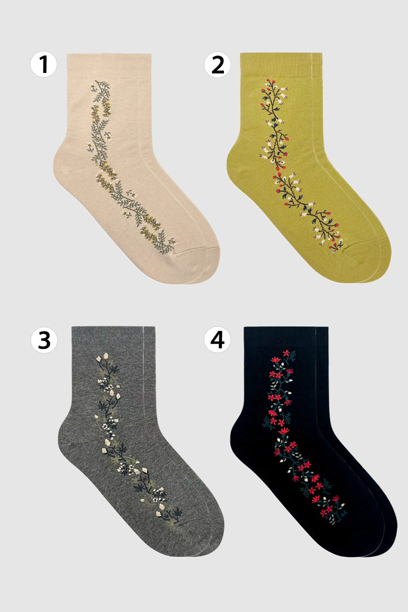Women's Crew Vintage Vine Flower Socks