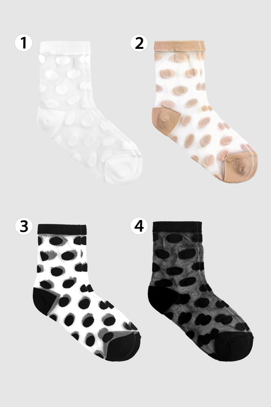 Women's Crew Sheer Basic Dot Socks