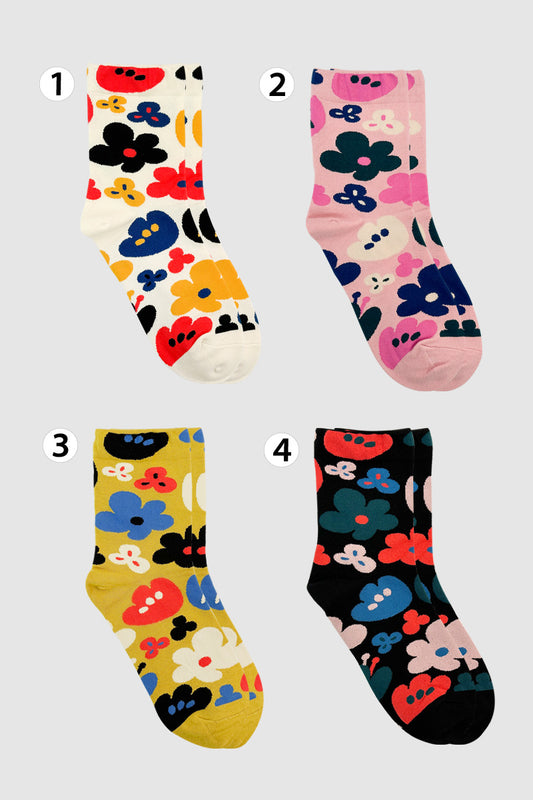 Women's Crew Flower Fleur Socks