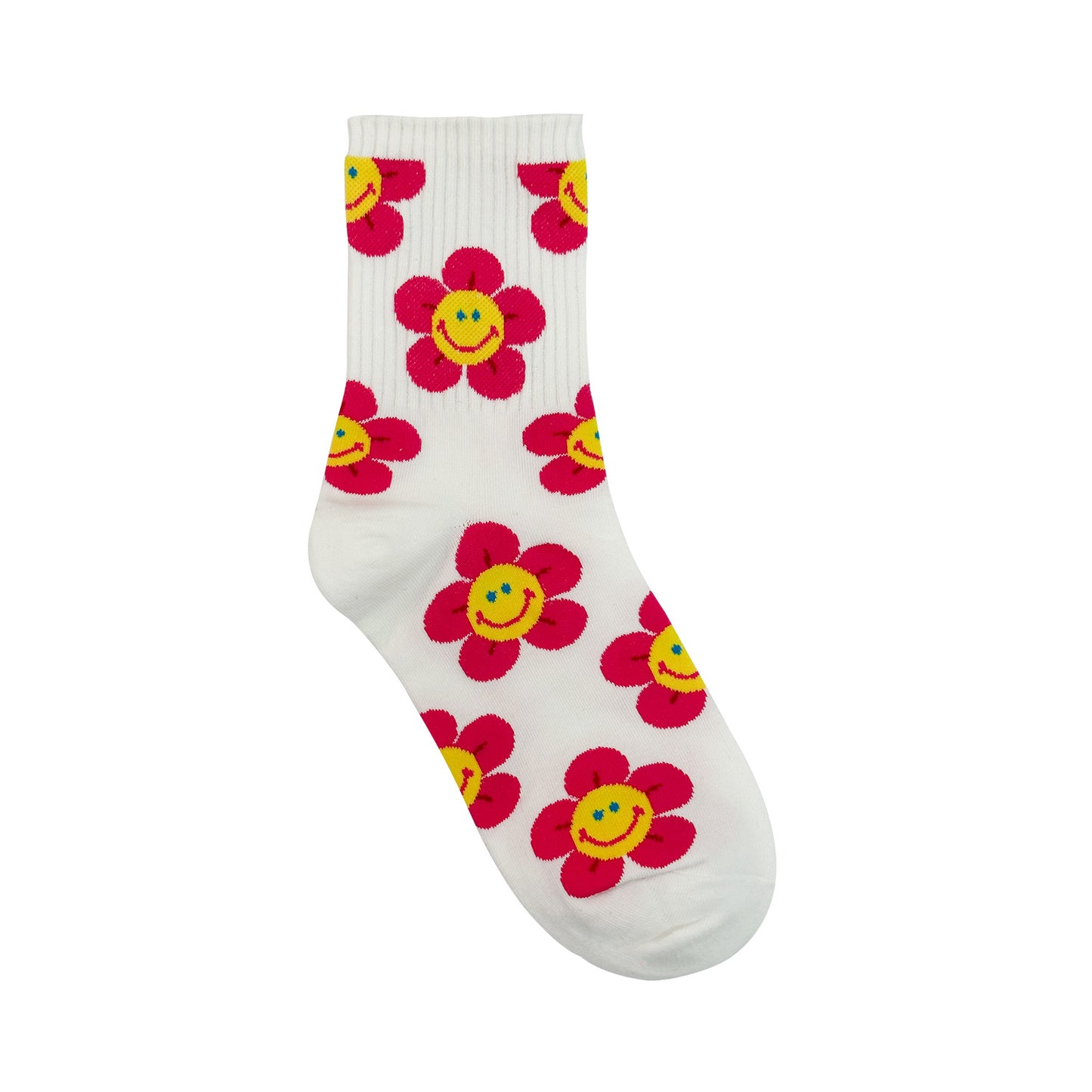 Women's Crew Smile Flower Socks