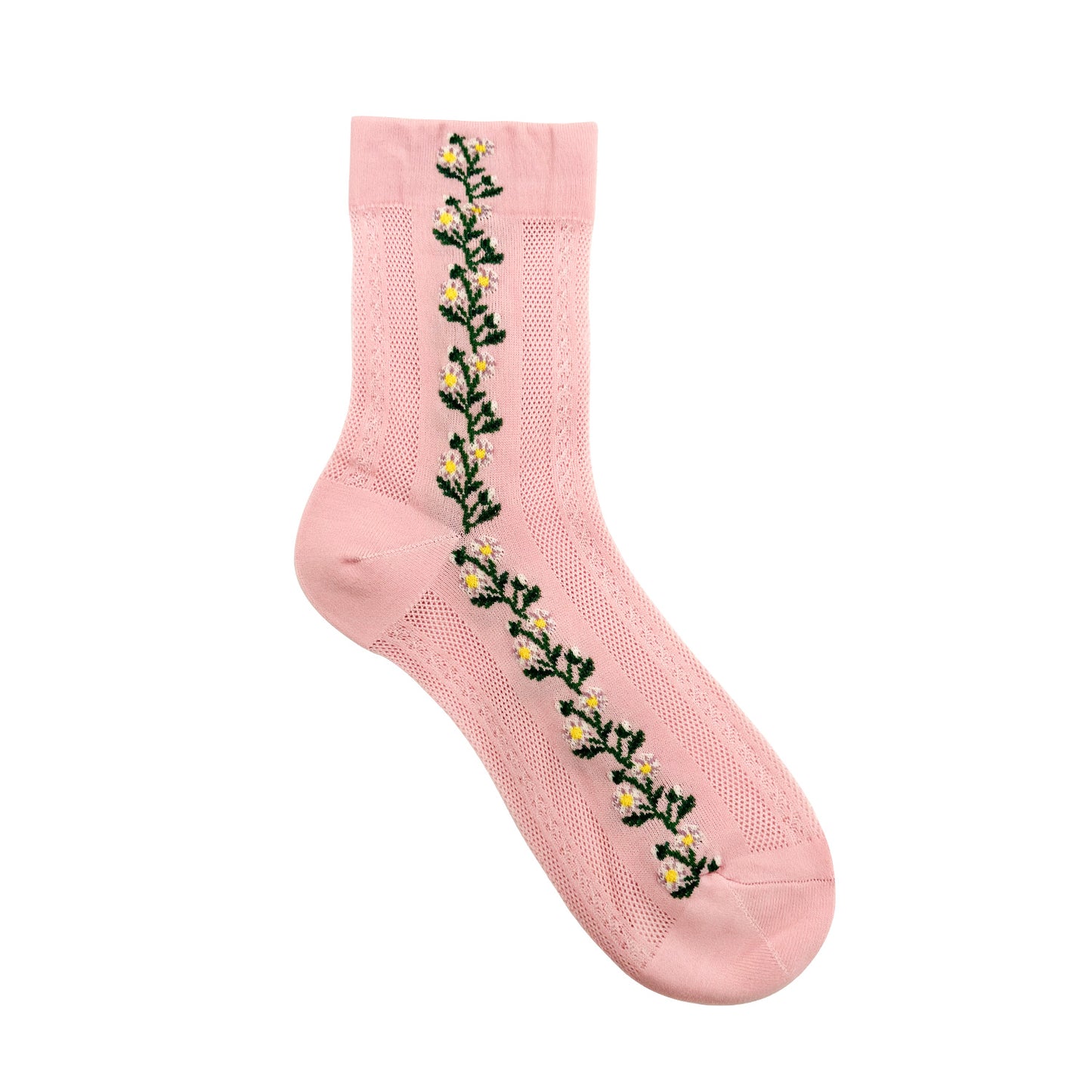 Women's Crew See-Through Flower Twist Line Socks