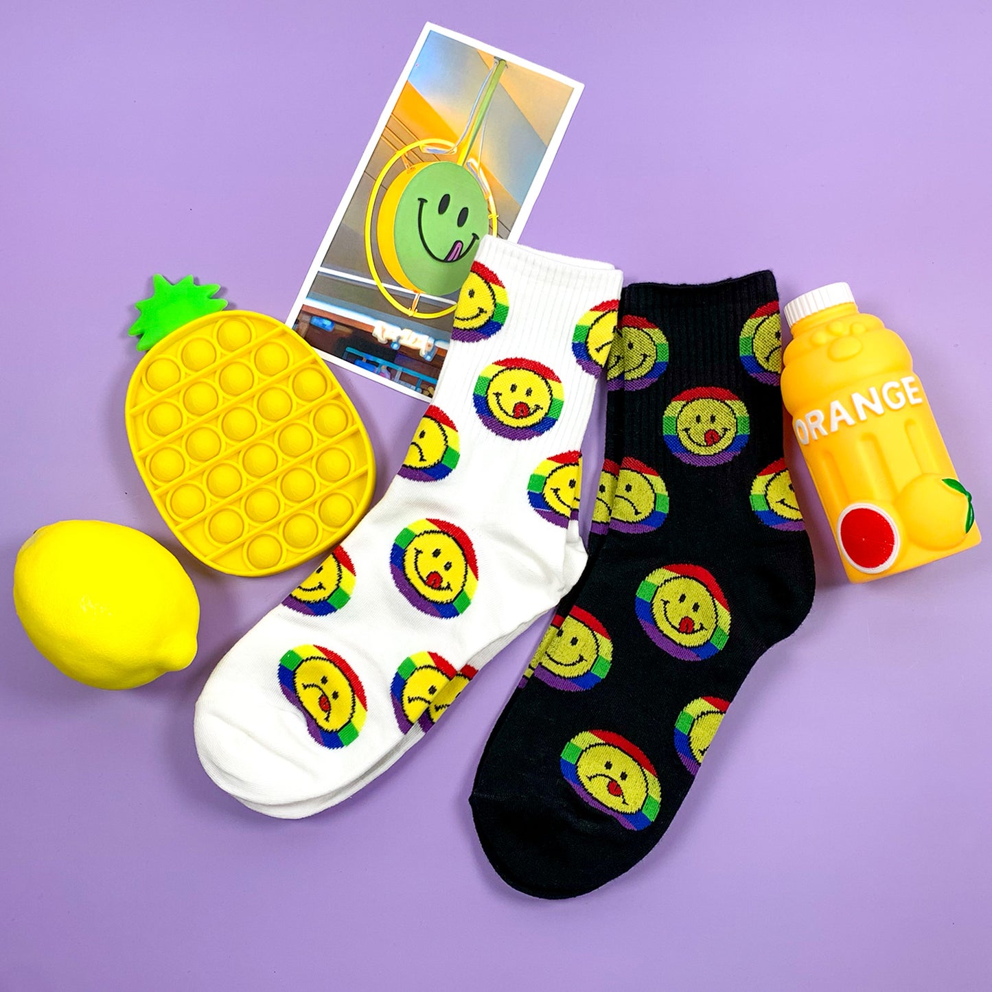 Women's Crew Smile Rainbow Socks