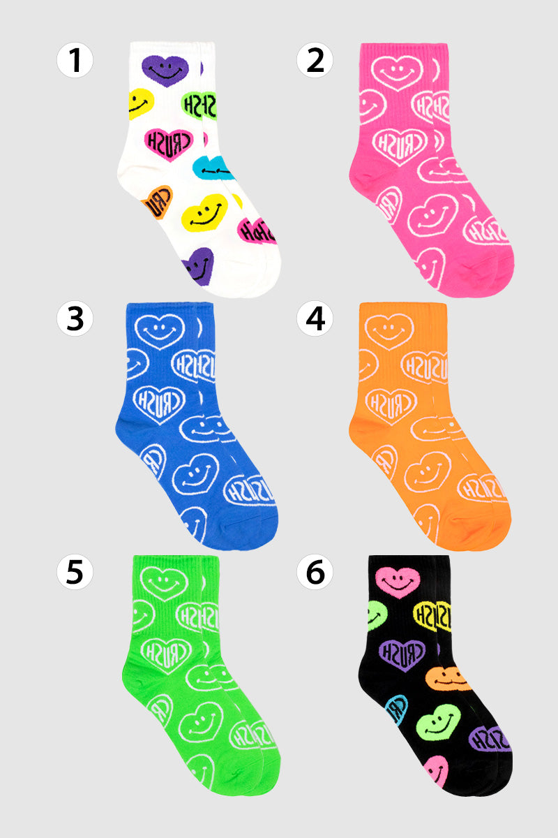 Women's Crew Neon Crush Smile Pattern Socks