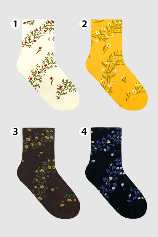 Women's Crew Twist Flower Socks