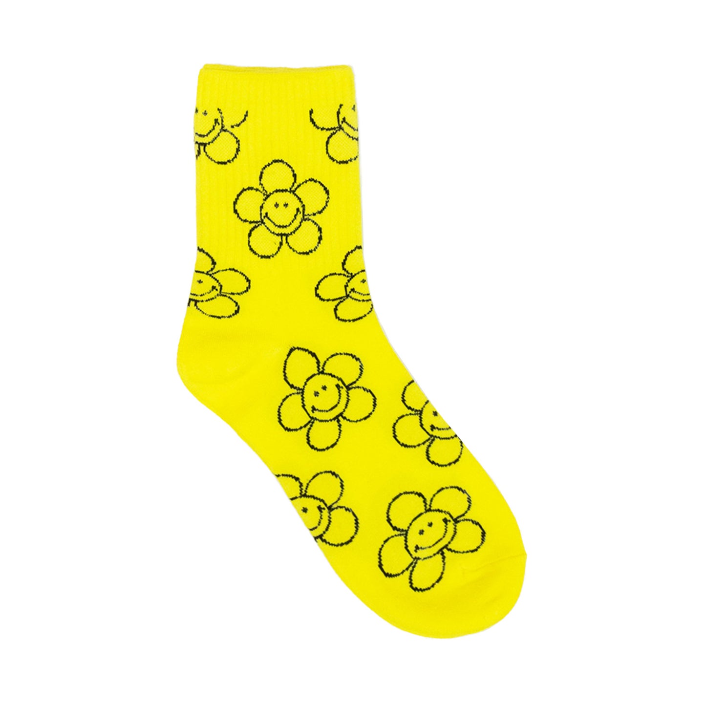 Women's Crew Line Smile Flower Socks