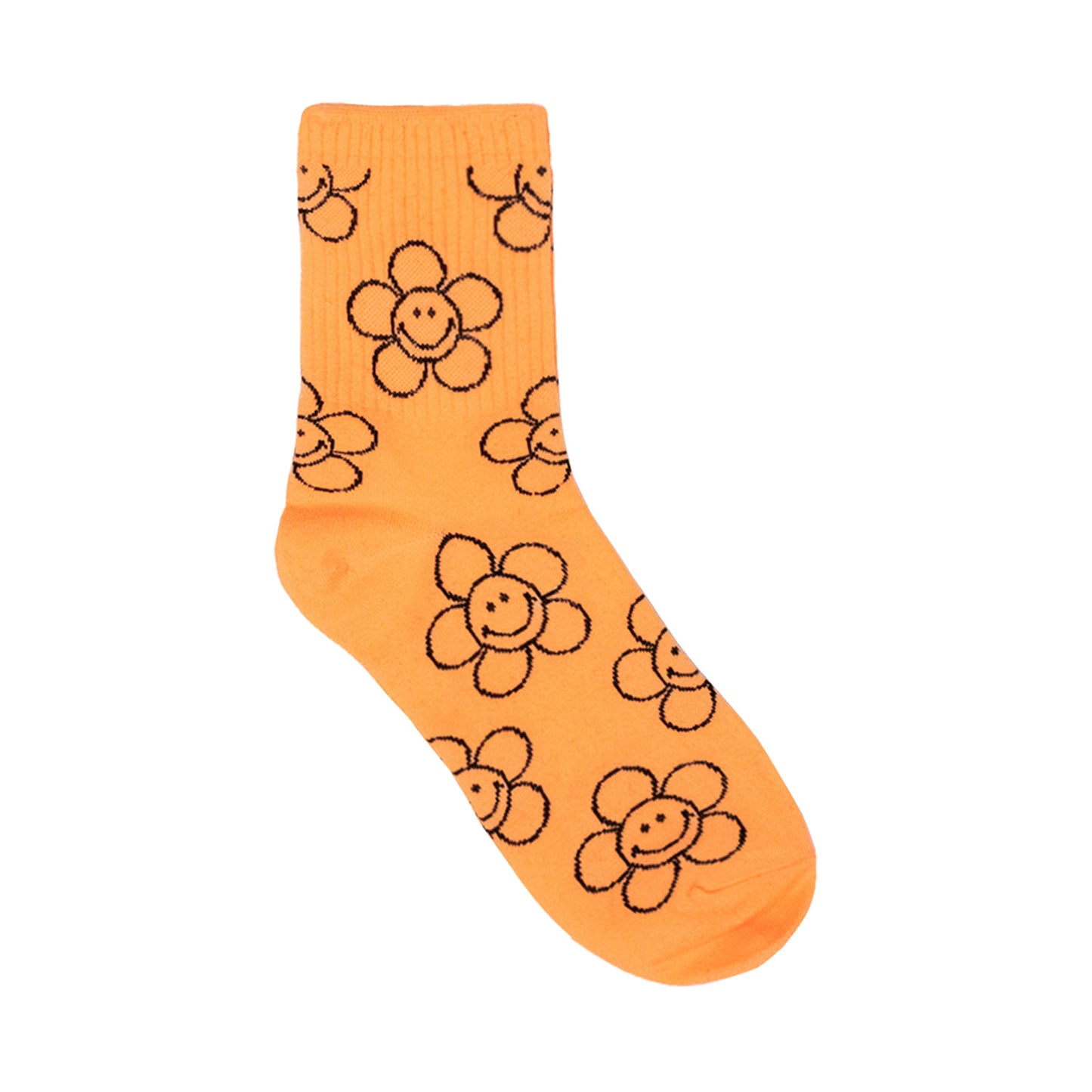 Women's Crew Line Smile Flower Socks