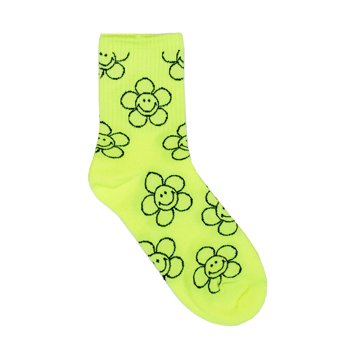 Women's Crew Line Smile Flower Socks