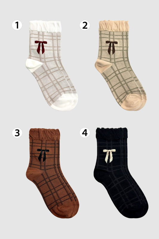 Women's Crew Ribbon Check Socks