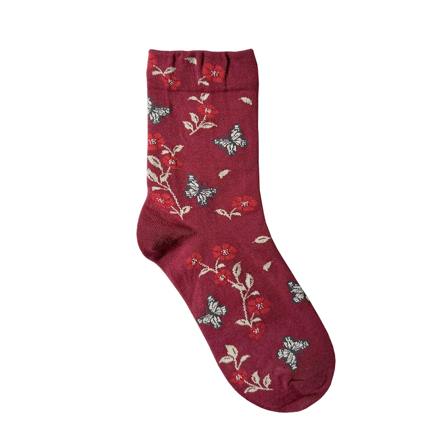 Women's Crew Flower Butterfly Socks