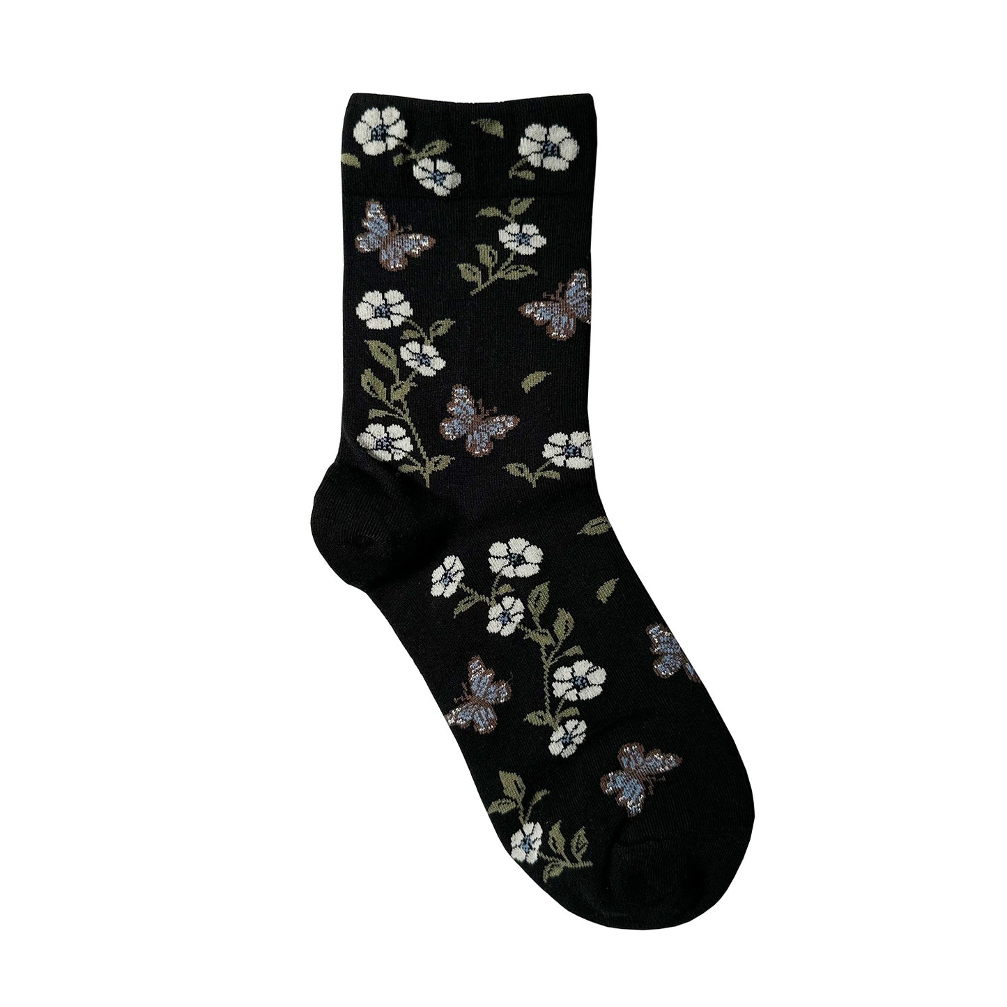 Women's Crew Flower Butterfly Socks