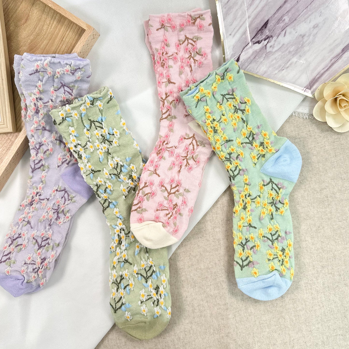 Women's Crew Bloom Garden Flower Socks