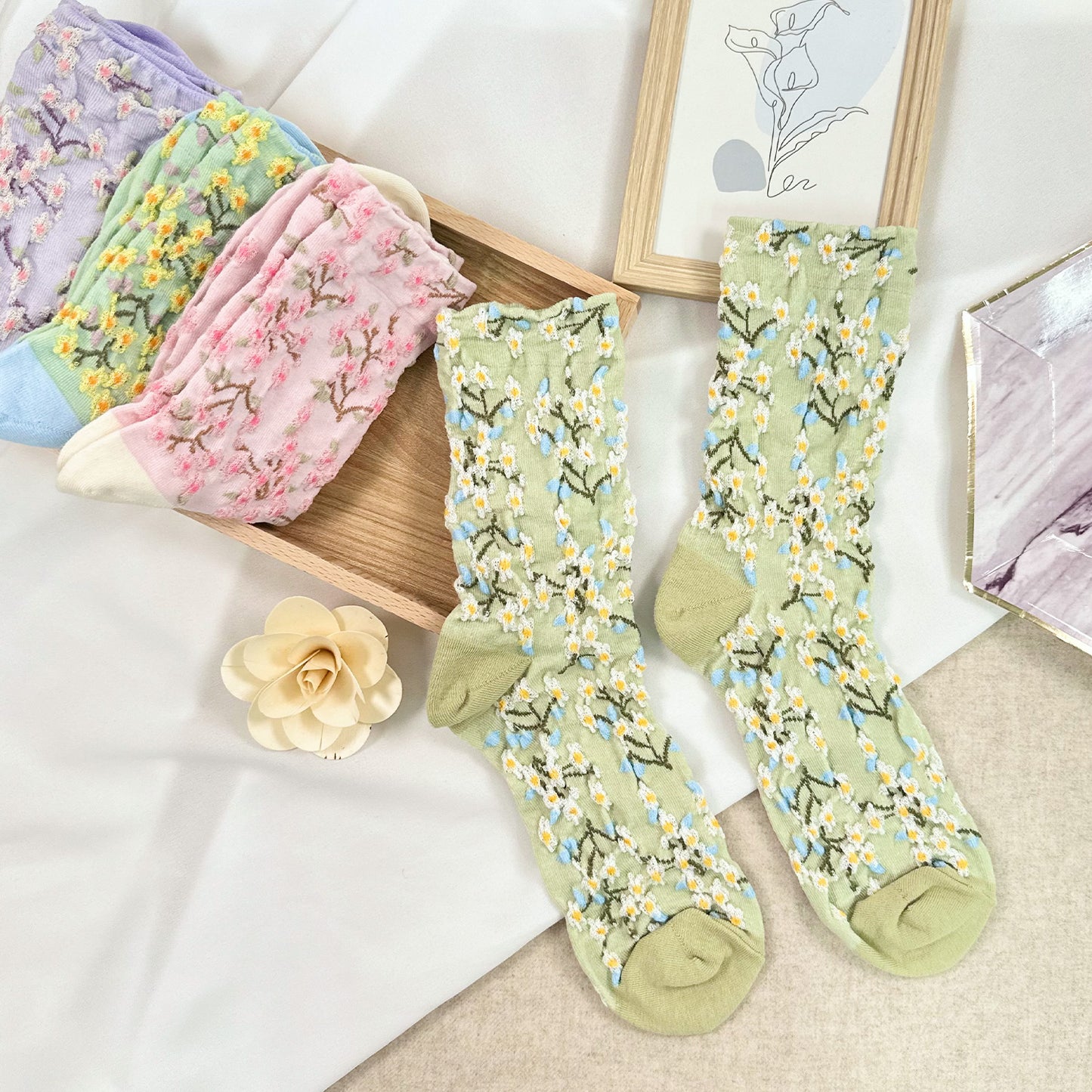 Women's Crew Bloom Garden Flower Socks