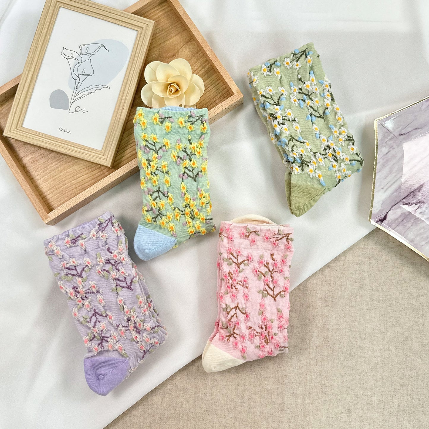 Women's Crew Bloom Garden Flower Socks