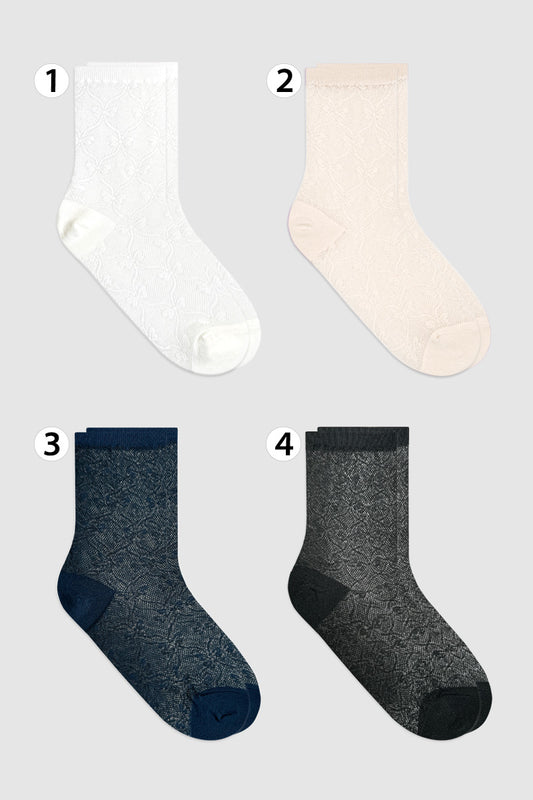 Women's Crew Daily Ribbon Mesh Semi Sheer Socks
